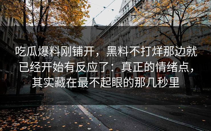 吃瓜爆料刚铺开，黑料不打烊那边就已经开始有反应了：真正的情绪点，其实藏在最不起眼的那几秒里