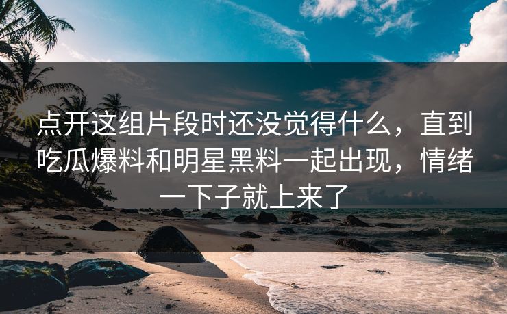 点开这组片段时还没觉得什么，直到吃瓜爆料和明星黑料一起出现，情绪一下子就上来了