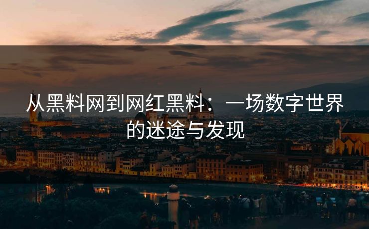 从黑料网到网红黑料:一场数字世界的迷途与发现 从黑料网到网红黑料:一场数字世界的迷途与发现
