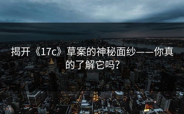 揭开《17c》草案的神秘面纱——你真的了解它吗？