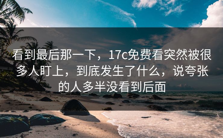 看到最后那一下，17c免费看突然被很多人盯上，到底发生了什么，说夸张的人多半没看到后面