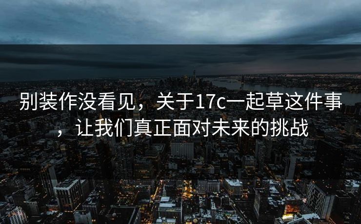 别装作没看见,关于17c一起草这件事,让我们真正面对未来的挑战 别装作没看见,关于17c一起草这件事,让我们真正面对未来的挑战